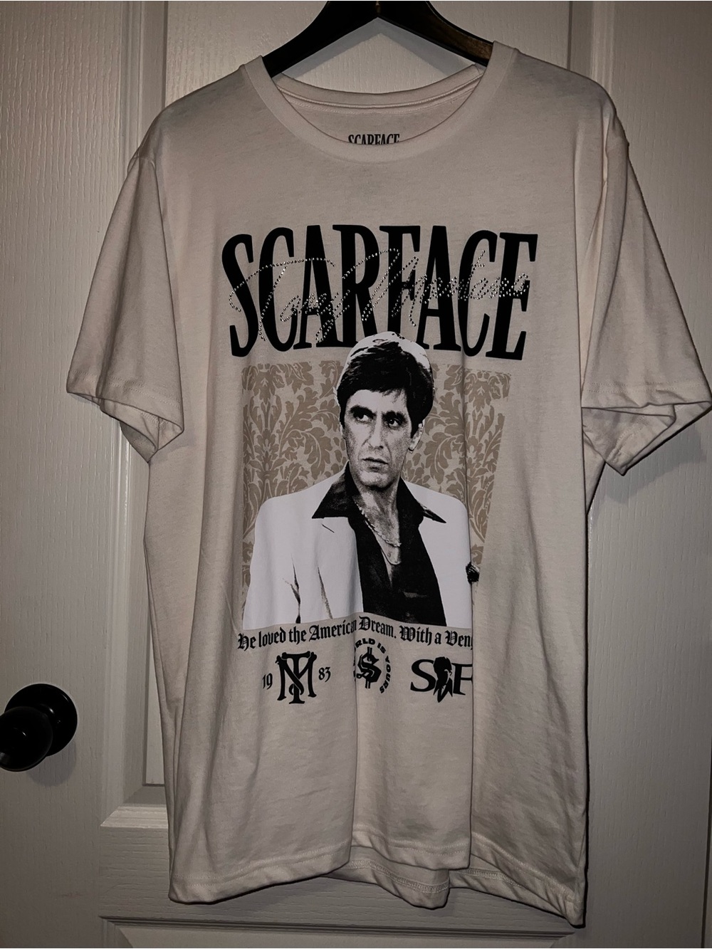 SCAR FACE Graphic Tee - Cream- Classic Movie Shirt